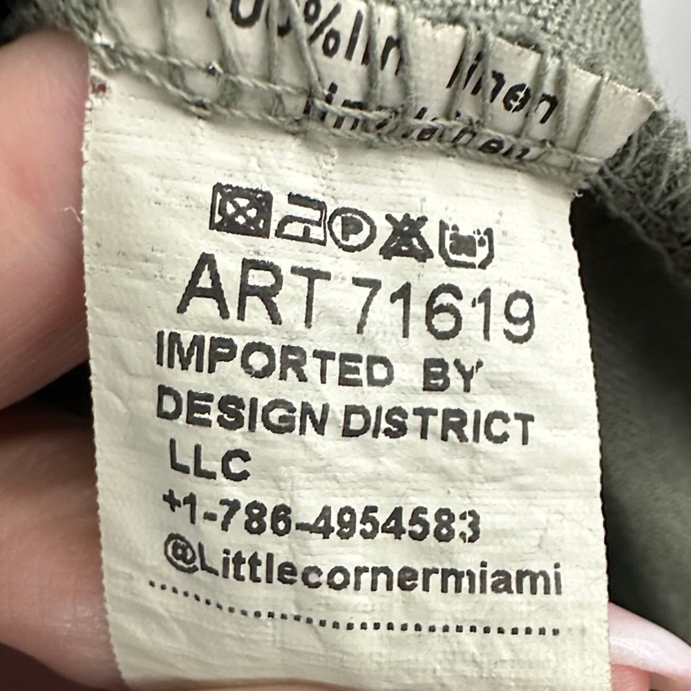 Little Corner Miami 100% Linen Made in Italy Olive Ruffle Button Midi Dress XL - Picture 3 of 11